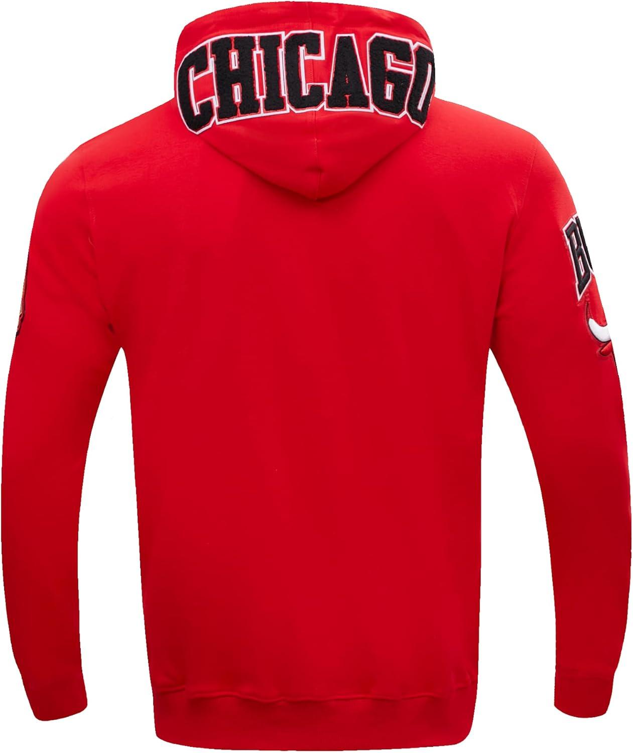 imagePro Standard Mens NBA Chicago Bulls Classic Chenille Full Zip Hoodie Red L
