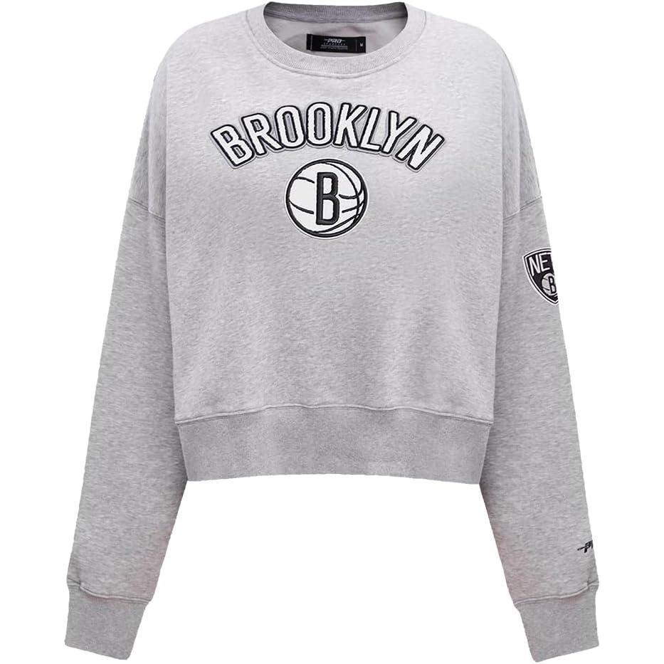 imagePro Standard NBA womens Womens Nba Classic Chenille Brushed Back French Terry Crewneck SweatshirtHeather Grey
