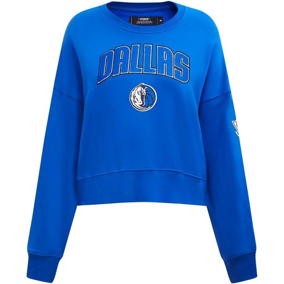 imagePro Standard NBA womens Womens Nba Classic Chenille Brushed Back French Terry Crewneck SweatshirtRoyal Blue