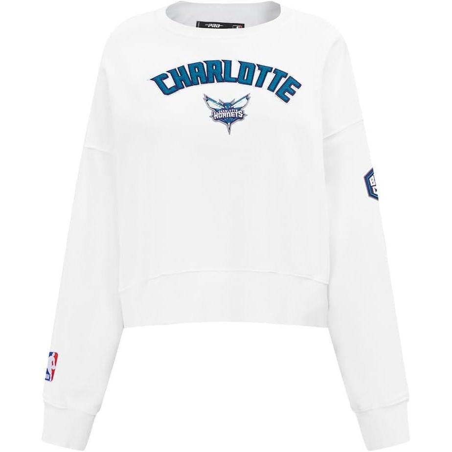 imagePro Standard NBA womens Womens Nba Classic Chenille Brushed Back French Terry Crewneck SweatshirtWhite
