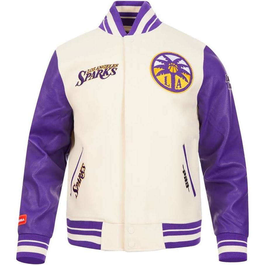 imagePro Standard mens Pro Standard Mens Wnba Retro Classics Wool Varsity JacketEggshell Purple