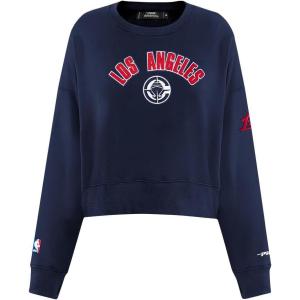 Pro Standard NBA womens Womens Nba Classic Chenille Brushed Back French Terry Crewneck Sweatshirt(Midnight Navy)