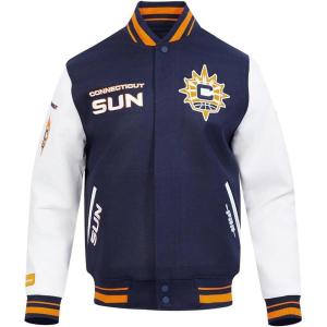 Pro Standard mens Pro Standard Mens Wnba Retro Classics Wool Varsity Jacket(Midnight Navy/Orange/Midnight Navy)