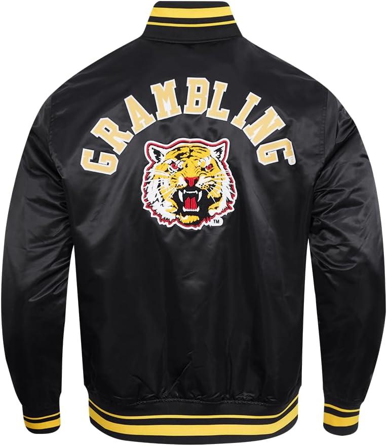 imagePro Standard Mens College Classic Chenille Satin JacketBlackYellow