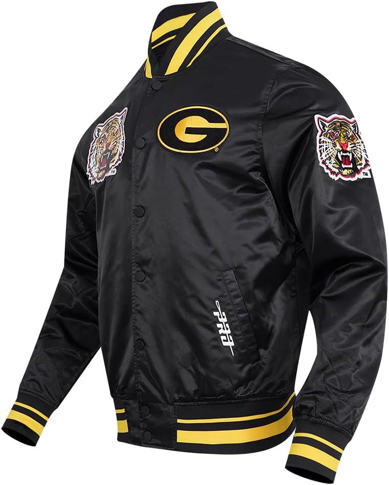 imagePro Standard Mens College Classic Chenille Satin JacketBlackYellow