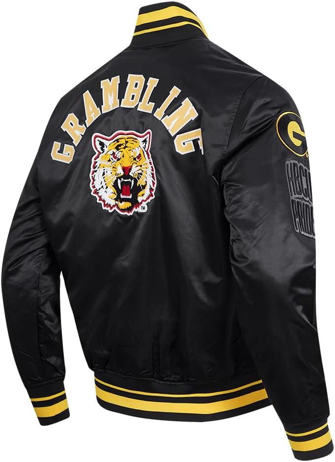 imagePro Standard Mens College Classic Chenille Satin JacketBlackYellow