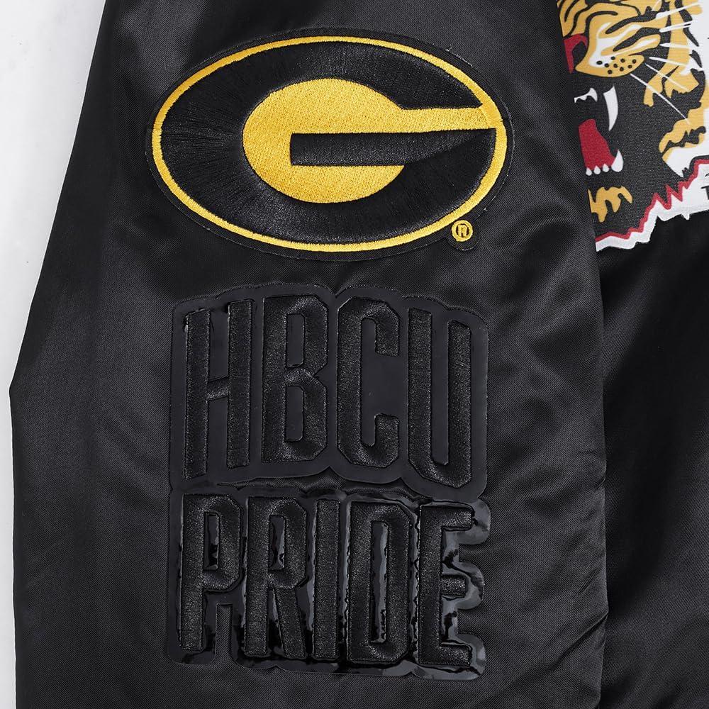 imagePro Standard Mens College Classic Chenille Satin JacketBlackYellow