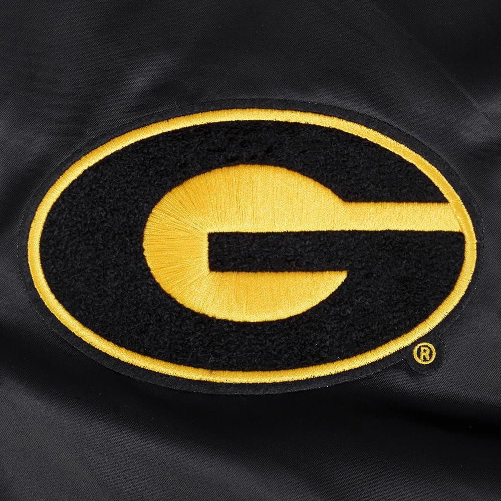 imagePro Standard Mens College Classic Chenille Satin JacketBlackYellow