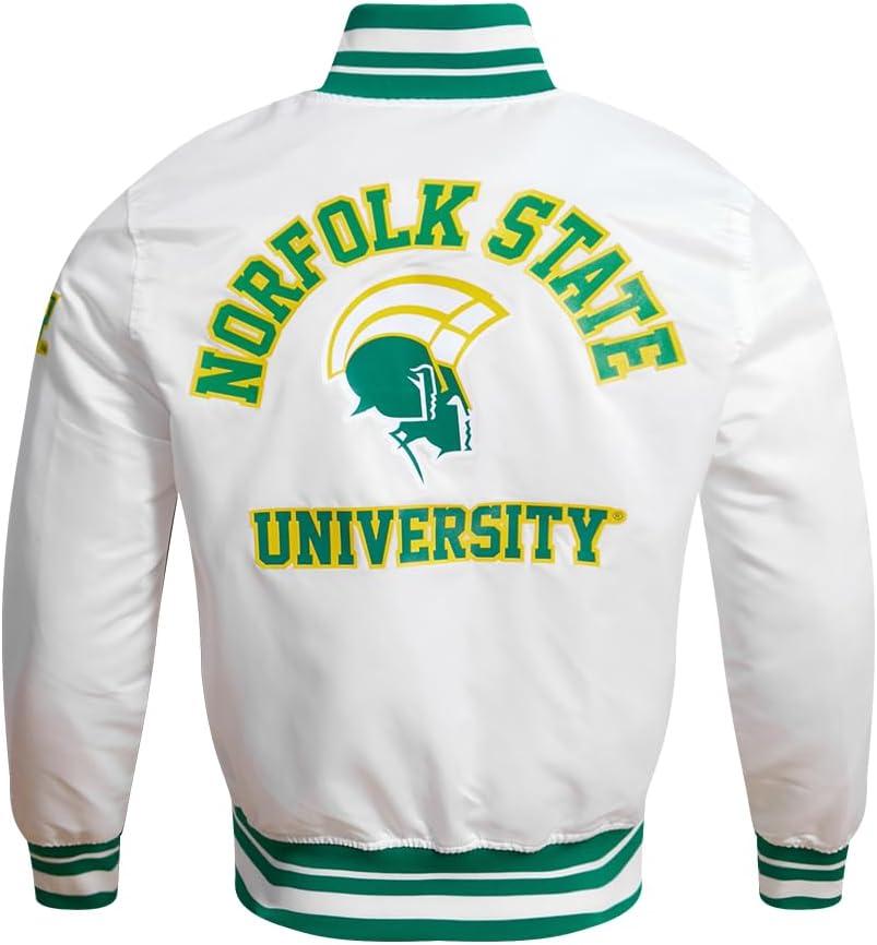 imagePro Standard Mens College Classic Chenille Satin JacketWhiteGreen