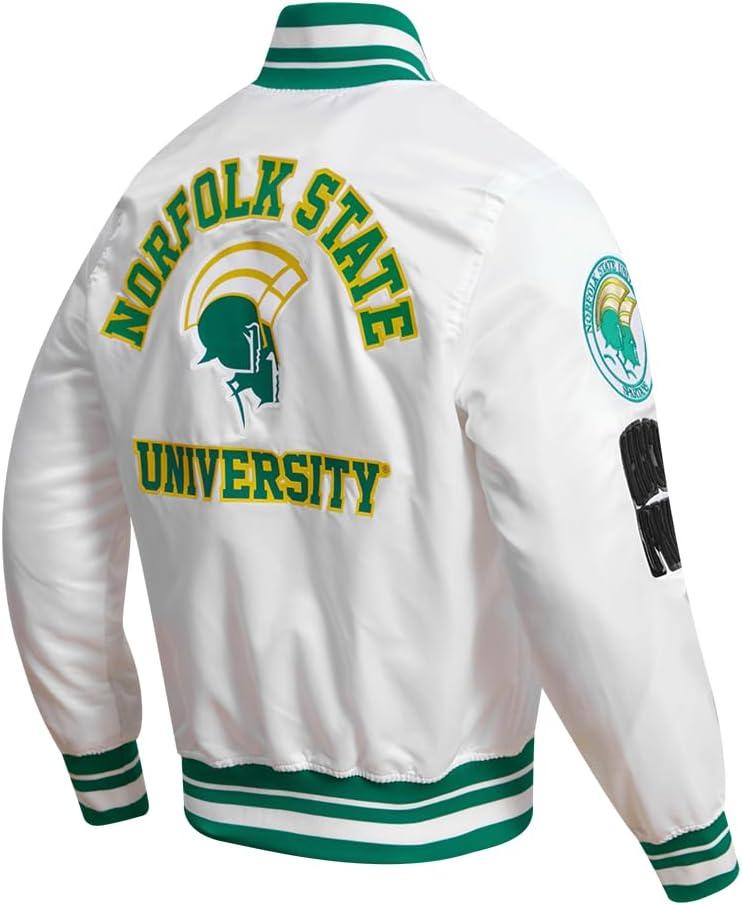imagePro Standard Mens College Classic Chenille Satin JacketWhiteGreen
