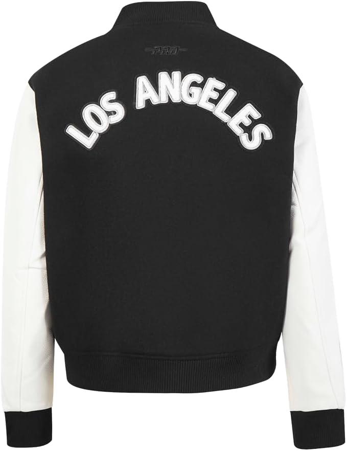 imagePro Standard NHL womens Pro Standard Womens Nhl Classic Chenille Wool Varsity JacketBlackWhite