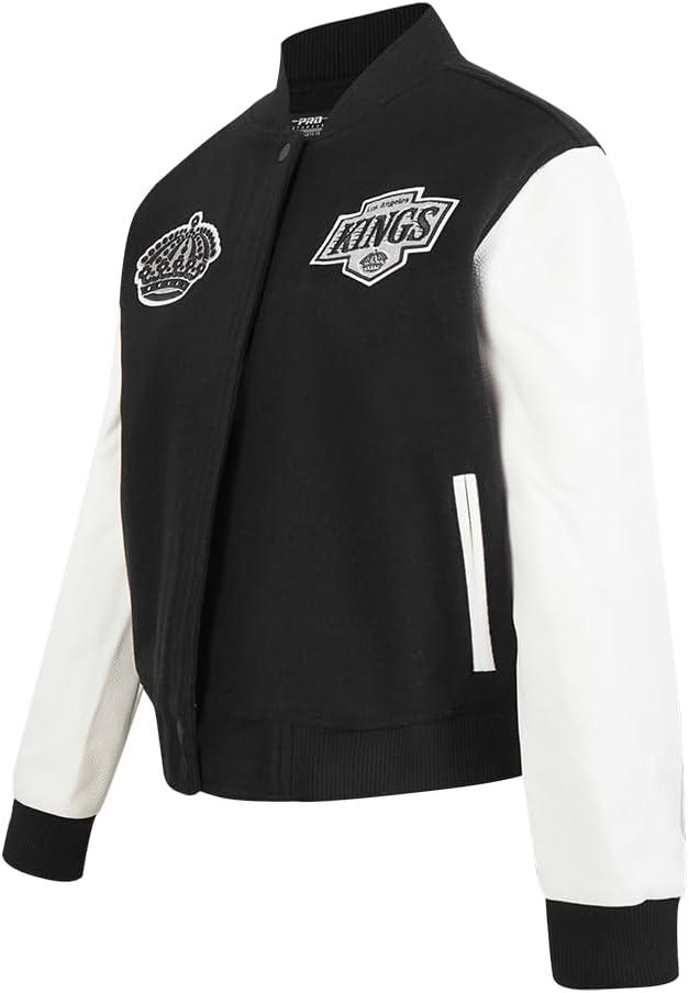 imagePro Standard NHL womens Pro Standard Womens Nhl Classic Chenille Wool Varsity JacketBlackWhite