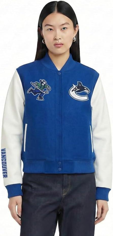 imagePro Standard NHL womens Pro Standard Womens Nhl Classic Chenille Wool Varsity JacketDodger BlueWhite
