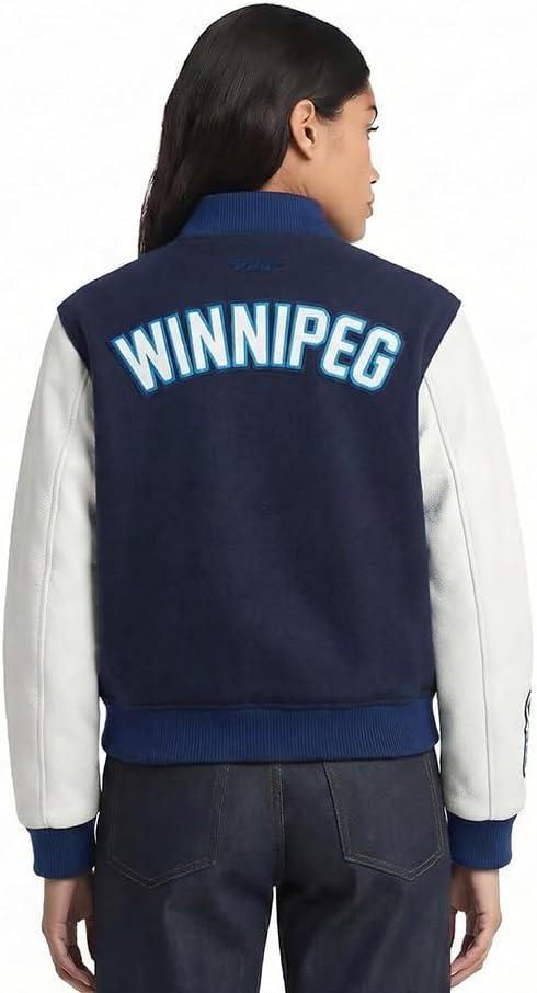 imagePro Standard NHL womens Pro Standard Womens Nhl Classic Chenille Wool Varsity JacketMidnight NavyWhite