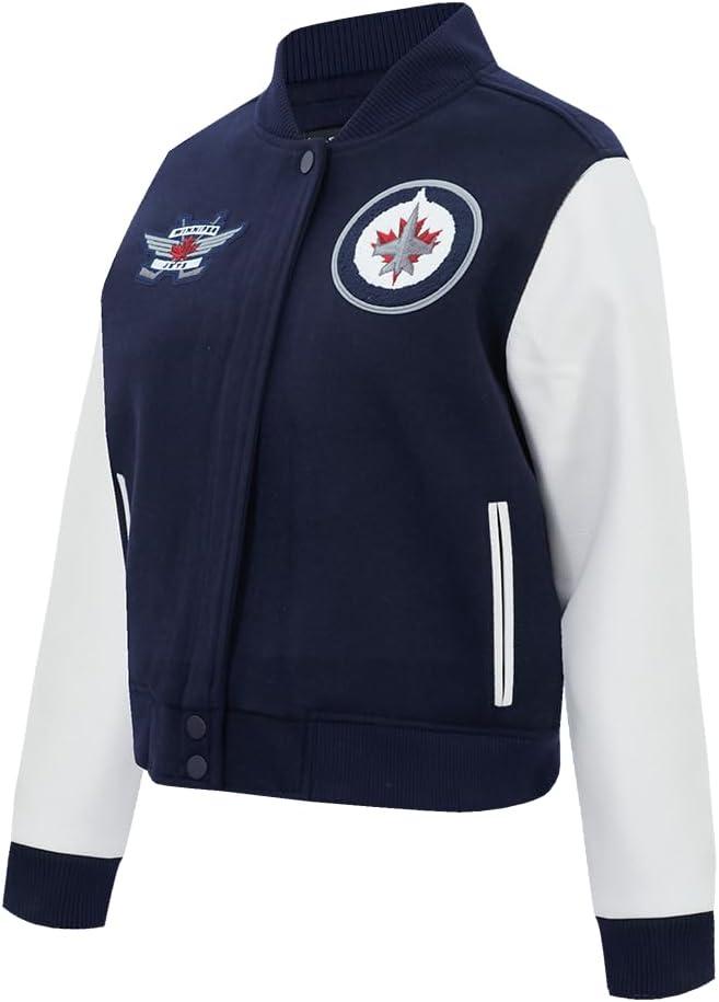 imagePro Standard NHL womens Pro Standard Womens Nhl Classic Chenille Wool Varsity JacketMidnight NavyWhite
