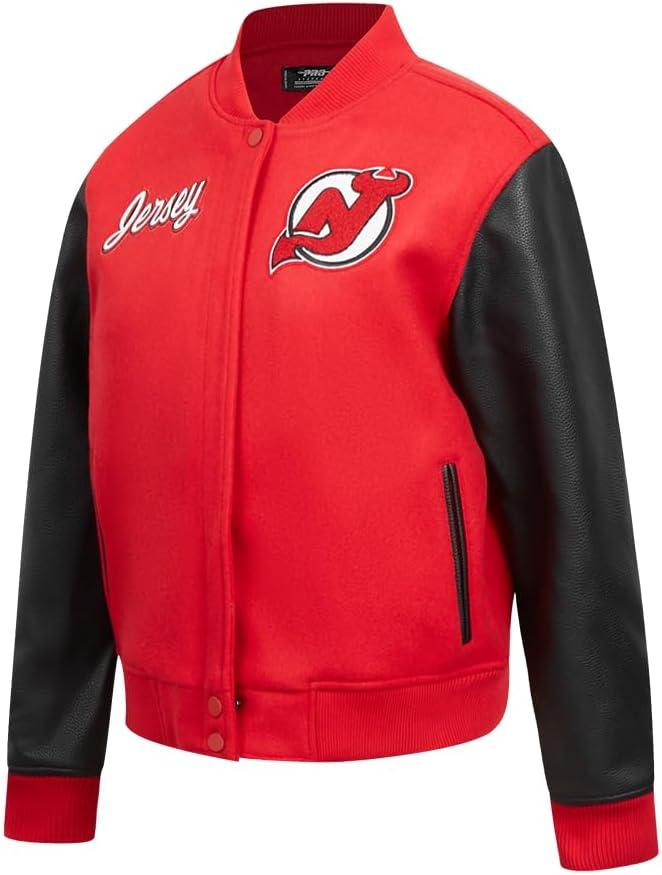 imagePro Standard NHL womens Pro Standard Womens Nhl Classic Chenille Wool Varsity JacketRedBlack