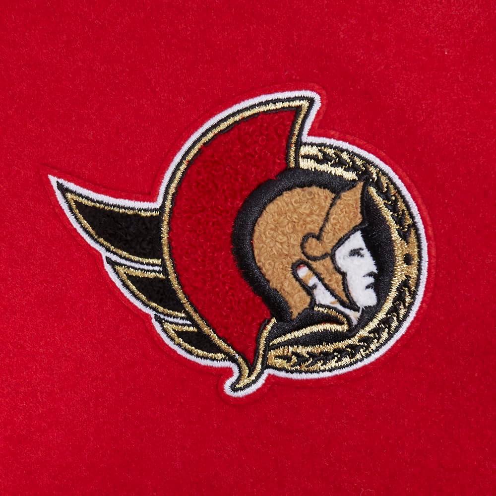 imagePro Standard NHL womens Pro Standard Womens Nhl Classic Chenille Wool Varsity JacketRedBlack