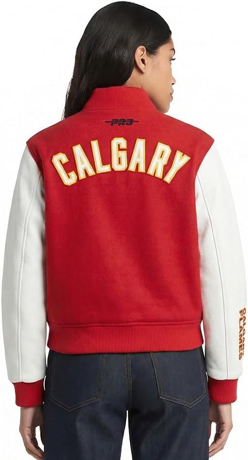 imagePro Standard NHL womens Pro Standard Womens Nhl Classic Chenille Wool Varsity JacketRedWhite