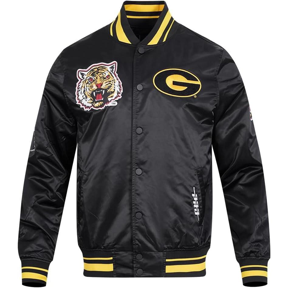 imagePro Standard Mens College Classic Chenille Satin JacketBlackYellow