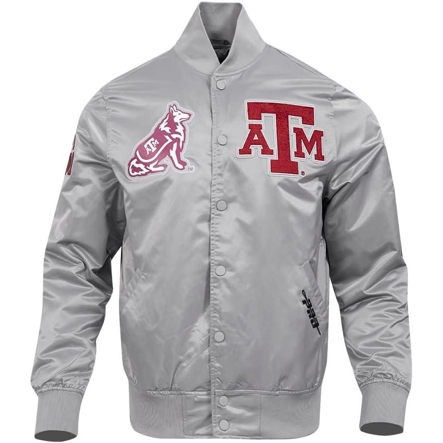 imagePro Standard Mens College Classic Chenille Satin JacketGray