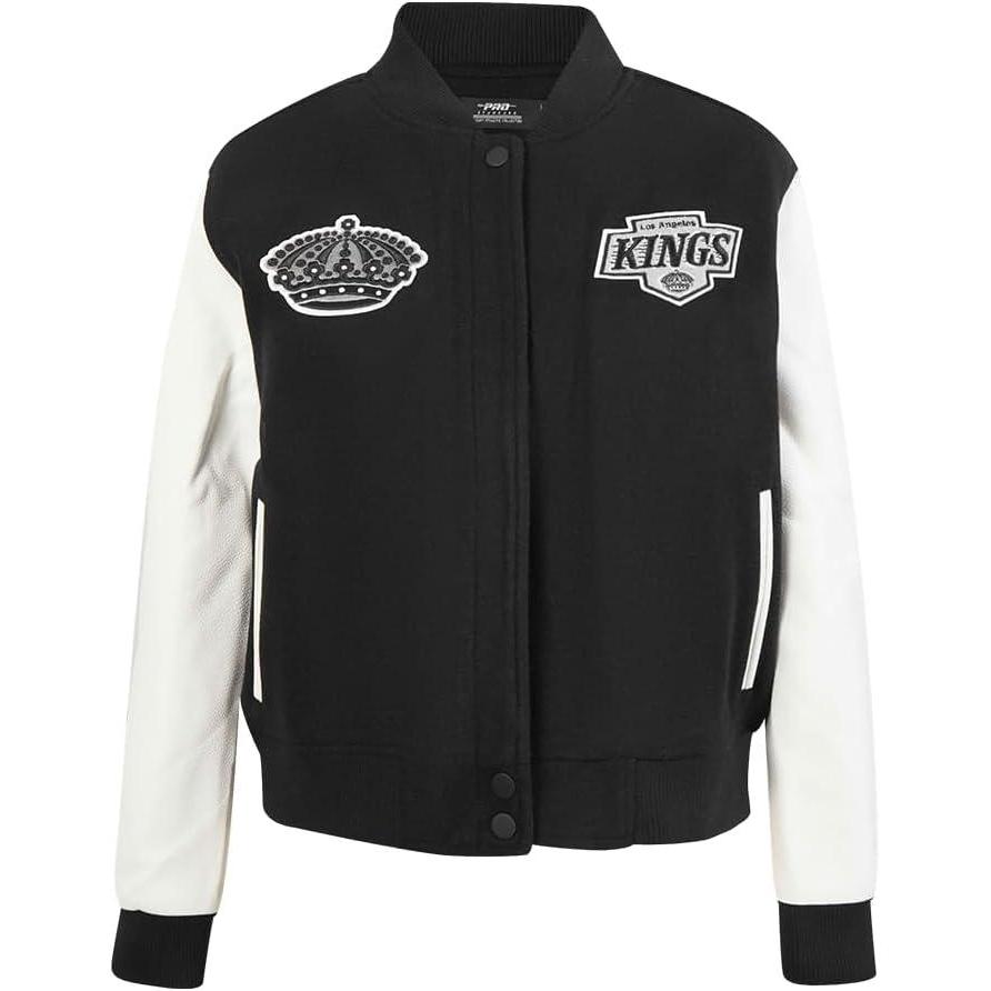 imagePro Standard NHL womens Pro Standard Womens Nhl Classic Chenille Wool Varsity JacketBlackWhite
