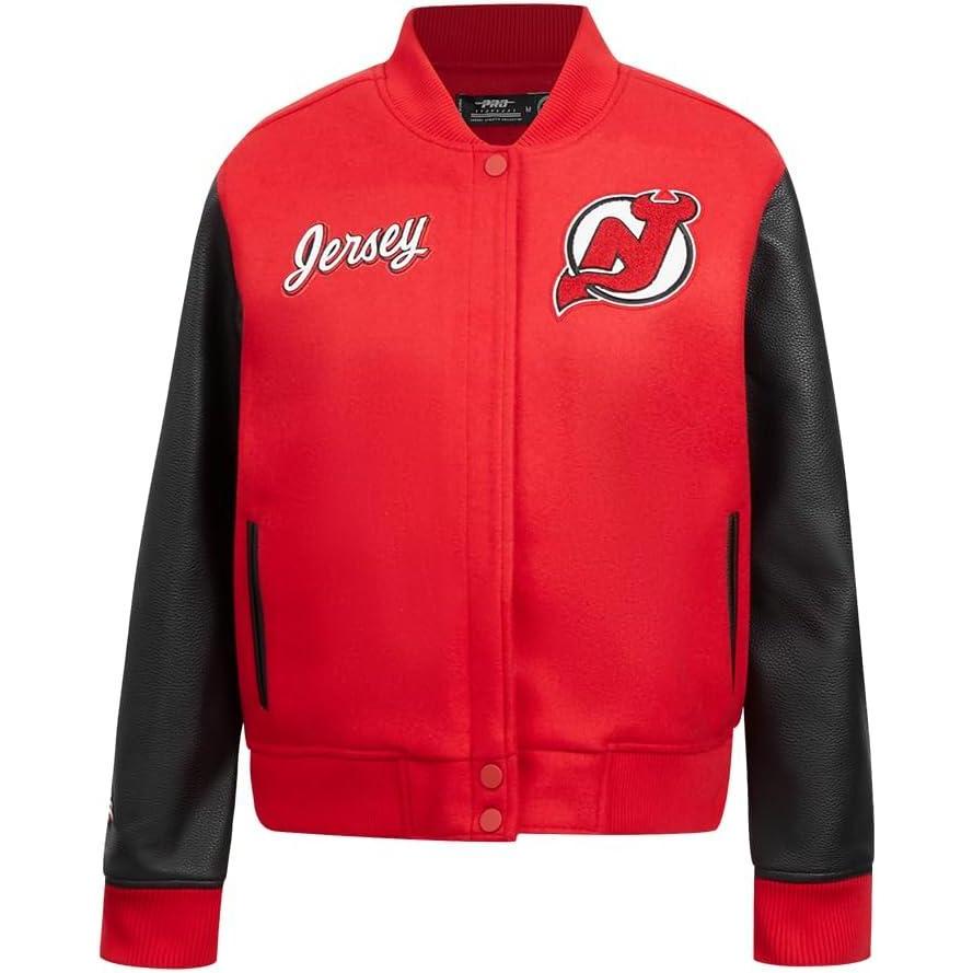 imagePro Standard NHL womens Pro Standard Womens Nhl Classic Chenille Wool Varsity JacketRedBlack