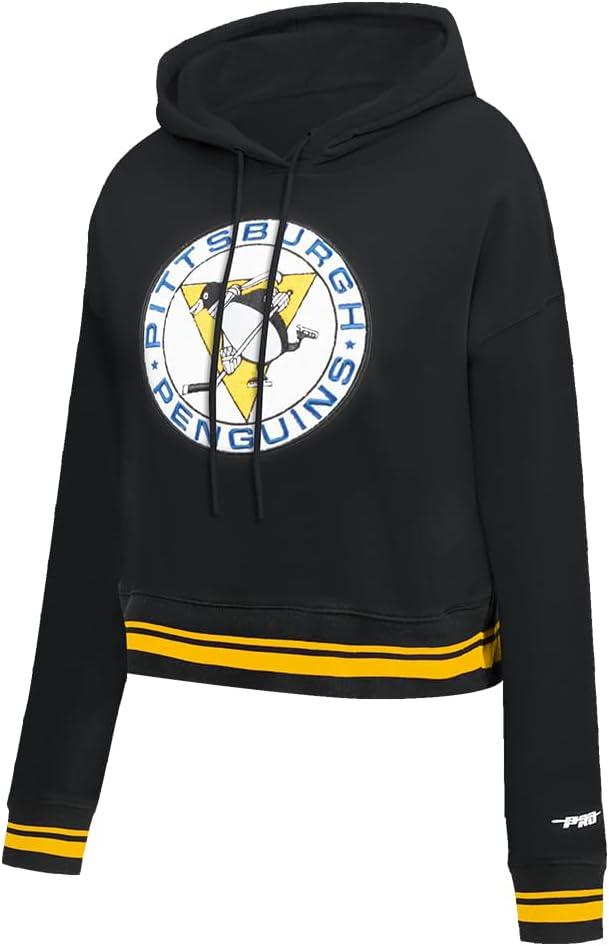 imagePro Standard NHL Womens Retro Classics Brushed Back French Terry Cropped Pullover HoodieBlackYellow