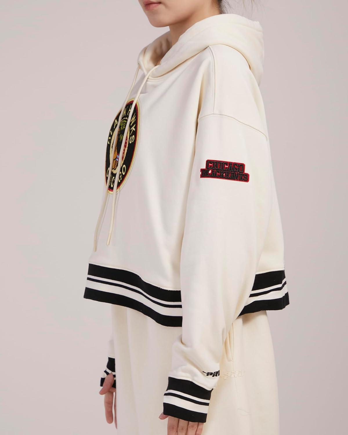 imagePro Standard NHL Womens Retro Classics Brushed Back French Terry Cropped Pullover HoodieEggshell Black