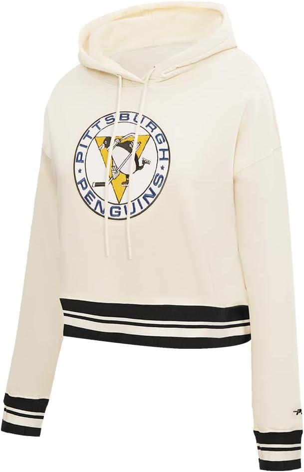 imagePro Standard NHL Womens Retro Classics Brushed Back French Terry Cropped Pullover HoodieEggshell Black