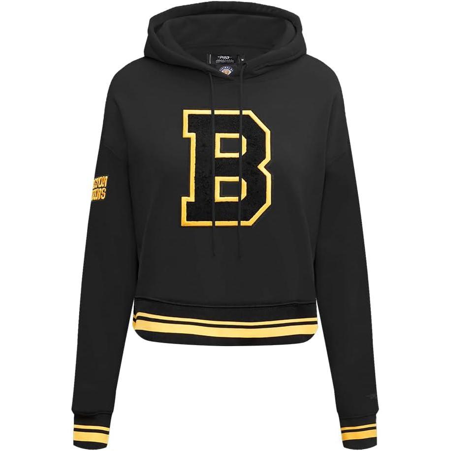 imagePro Standard NHL Womens Retro Classics Brushed Back French Terry Cropped Pullover HoodieBlackYellow