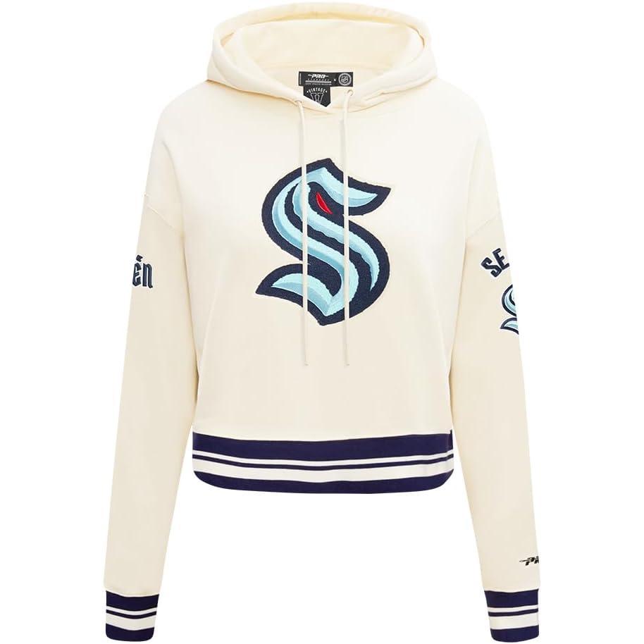 imagePro Standard NHL Womens Retro Classics Brushed Back French Terry Cropped Pullover HoodieEggshell Midnight Navy