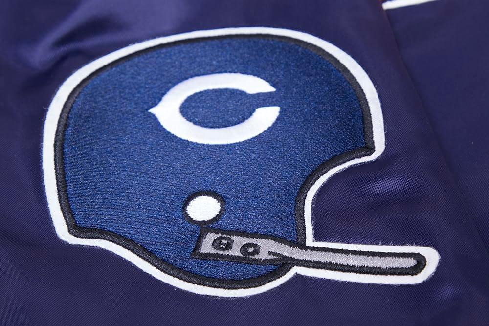 imagePro Standard Mens NFL Retro Classics Satin JacketMidnight NavyOrangeMidnight Navy