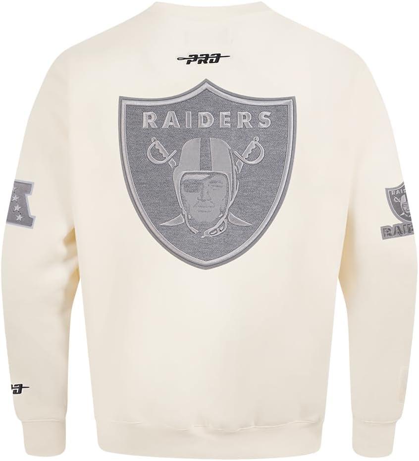imagePro Standard Mens NFL Reverse French Terry Brushed Back French Terry Crewneck SweatshirtOffwhite