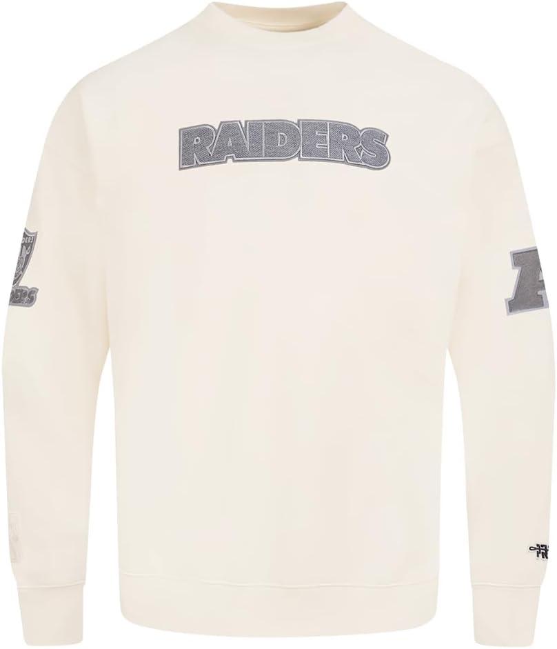 imagePro Standard Mens NFL Reverse French Terry Brushed Back French Terry Crewneck SweatshirtOffwhite