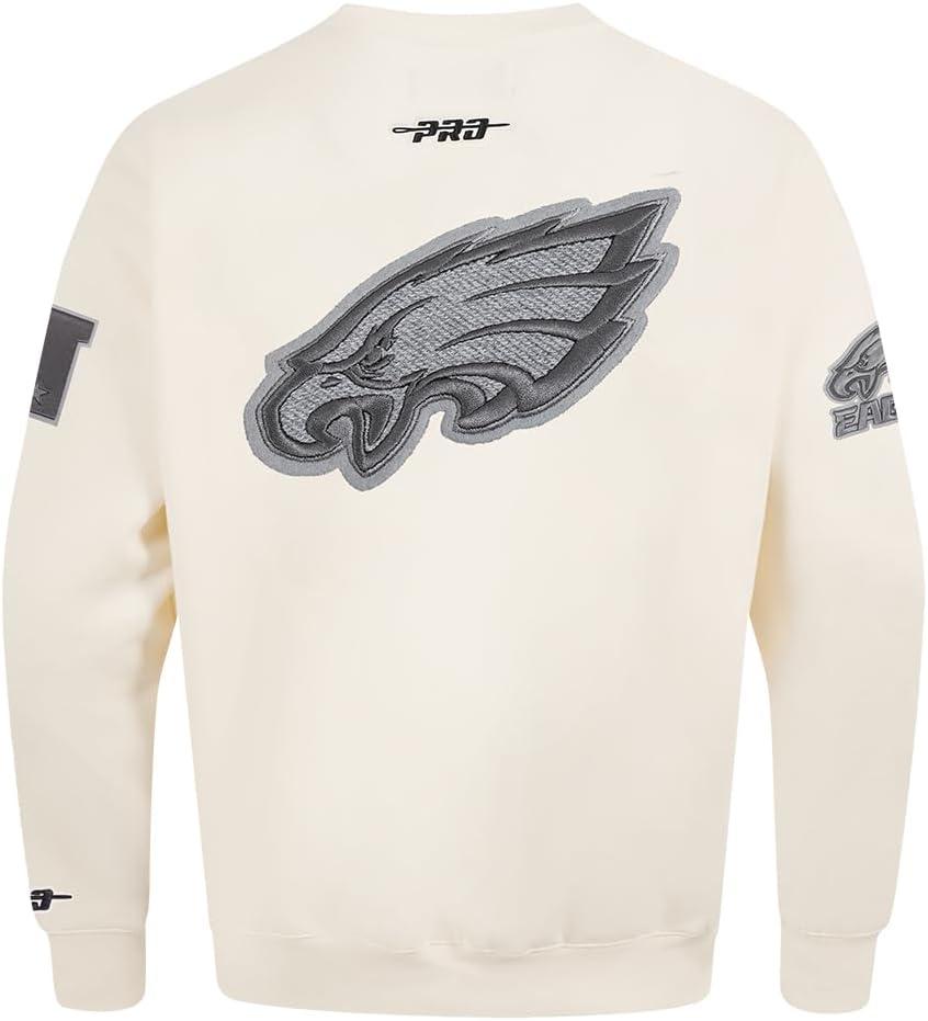 imagePro Standard Mens NFL Reverse French Terry Brushed Back French Terry Crewneck SweatshirtOffwhite