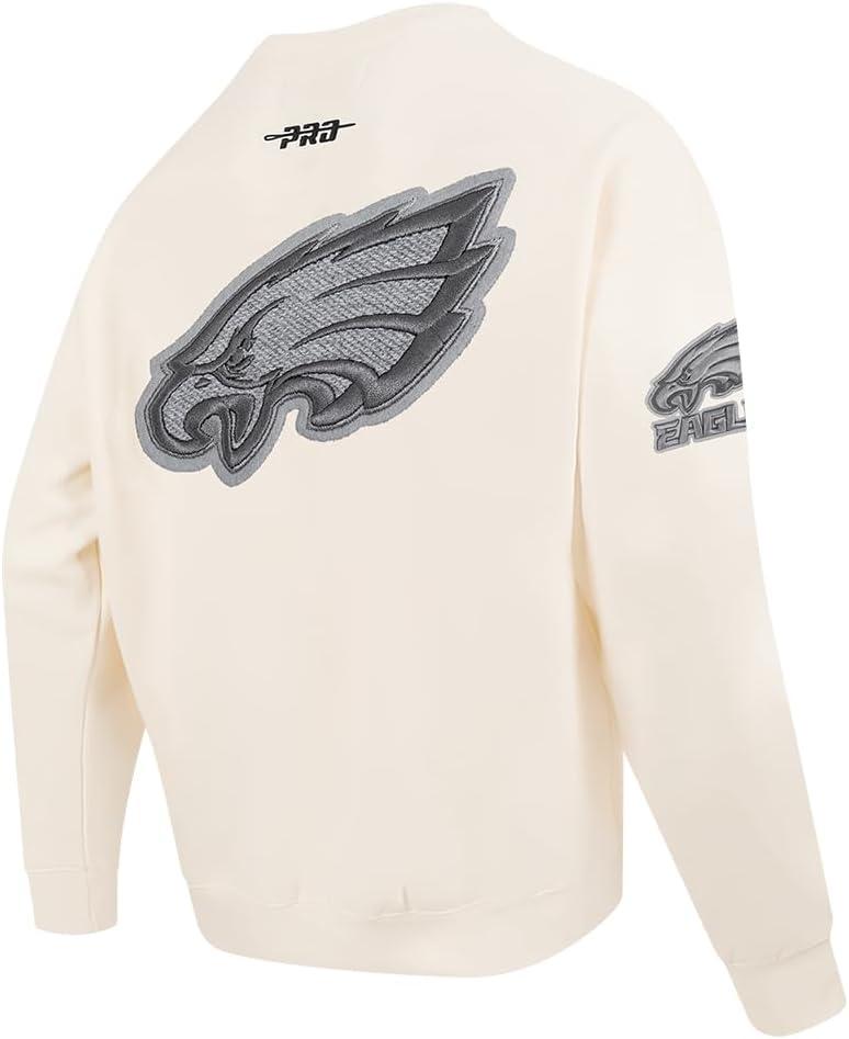 imagePro Standard Mens NFL Reverse French Terry Brushed Back French Terry Crewneck SweatshirtOffwhite