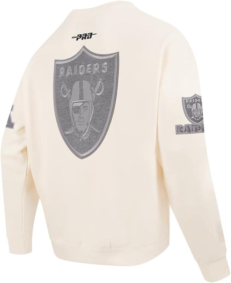 imagePro Standard Mens NFL Reverse French Terry Brushed Back French Terry Crewneck SweatshirtOffwhite