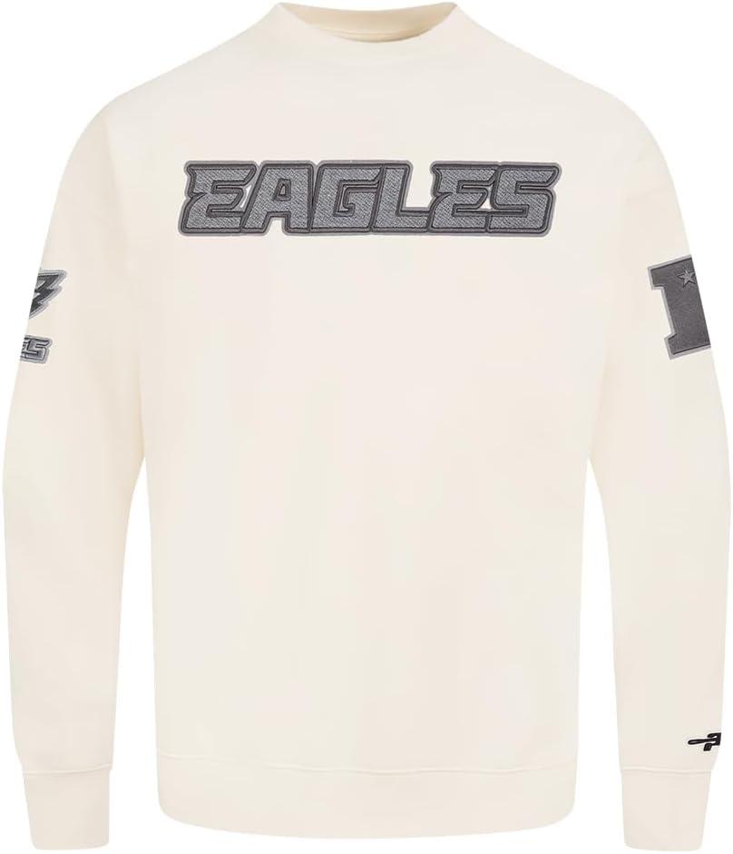 imagePro Standard Mens NFL Reverse French Terry Brushed Back French Terry Crewneck SweatshirtOffwhite