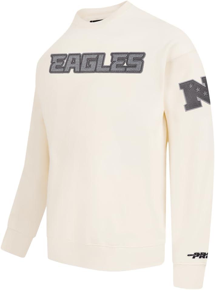 imagePro Standard Mens NFL Reverse French Terry Brushed Back French Terry Crewneck SweatshirtOffwhite