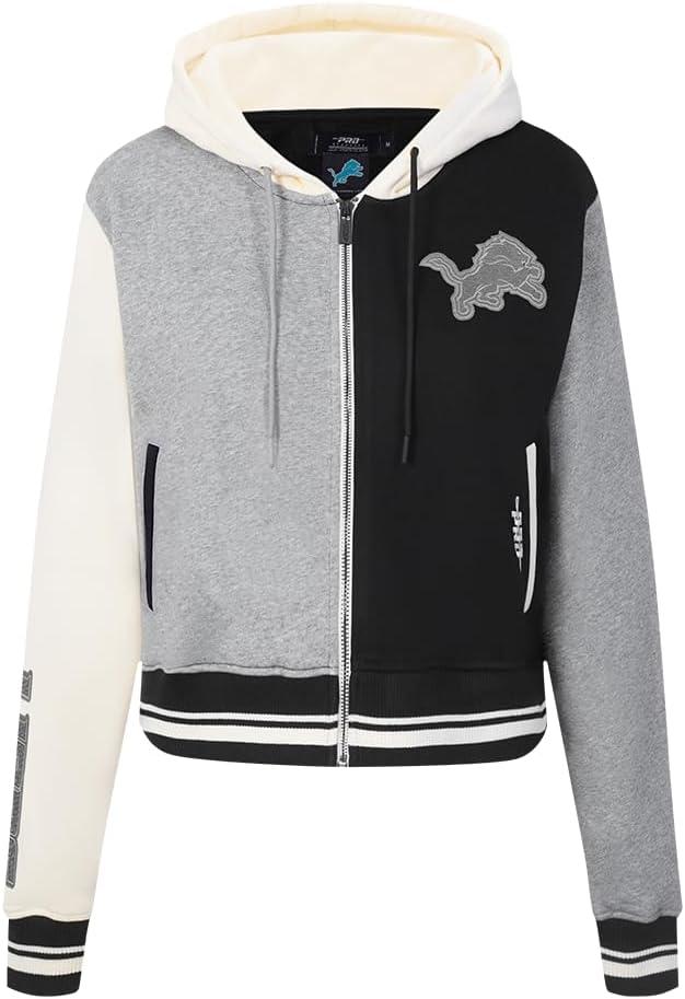 imagePro Standard Womens NFL Reverse French Terry Fleece Cropped Full Zip HoodieBlack