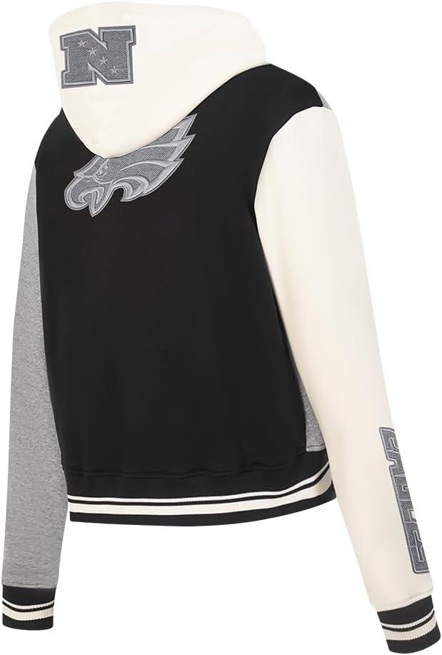imagePro Standard Womens NFL Reverse French Terry Fleece Cropped Full Zip HoodieBlack