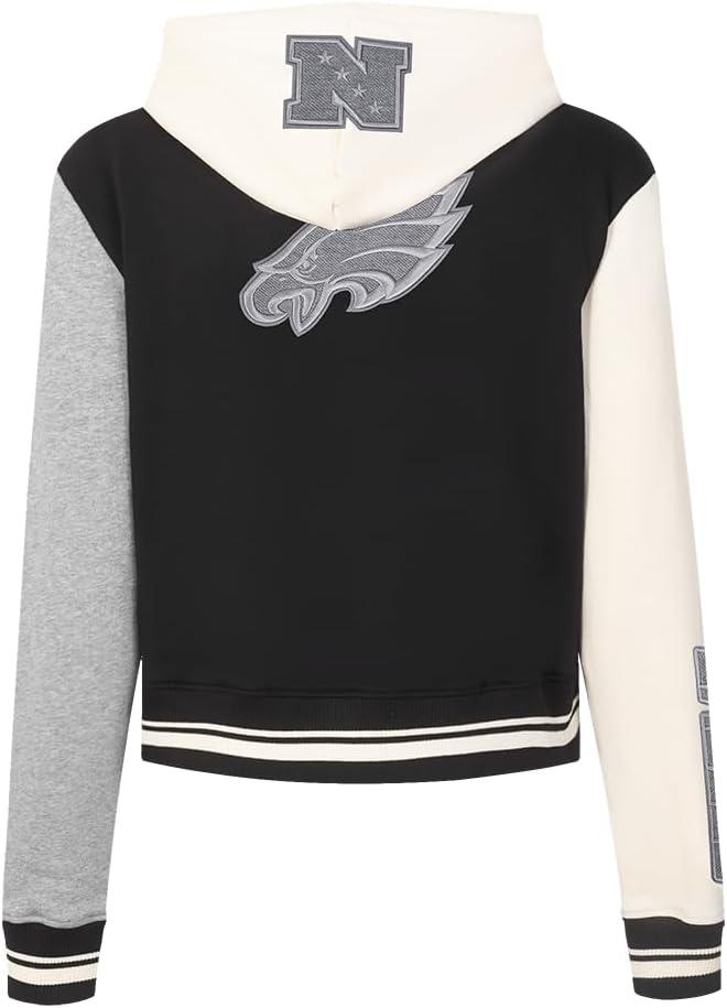 imagePro Standard Womens NFL Reverse French Terry Fleece Cropped Full Zip HoodieBlack