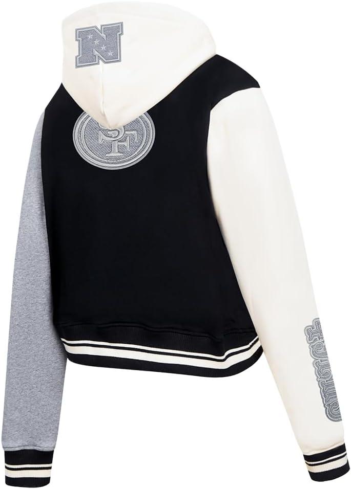 imagePro Standard Womens NFL Reverse French Terry Fleece Cropped Full Zip HoodieBlack