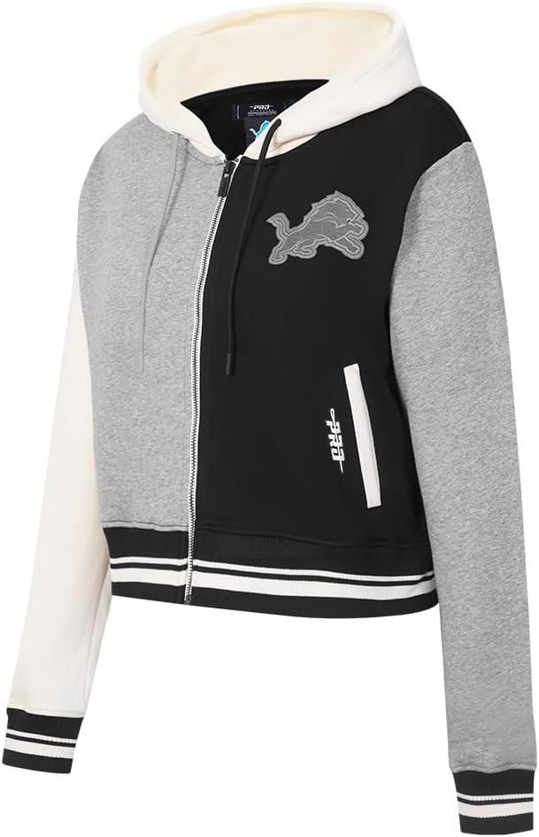 imagePro Standard Womens NFL Reverse French Terry Fleece Cropped Full Zip HoodieBlack