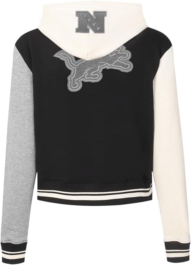 imagePro Standard Womens NFL Reverse French Terry Fleece Cropped Full Zip HoodieBlack