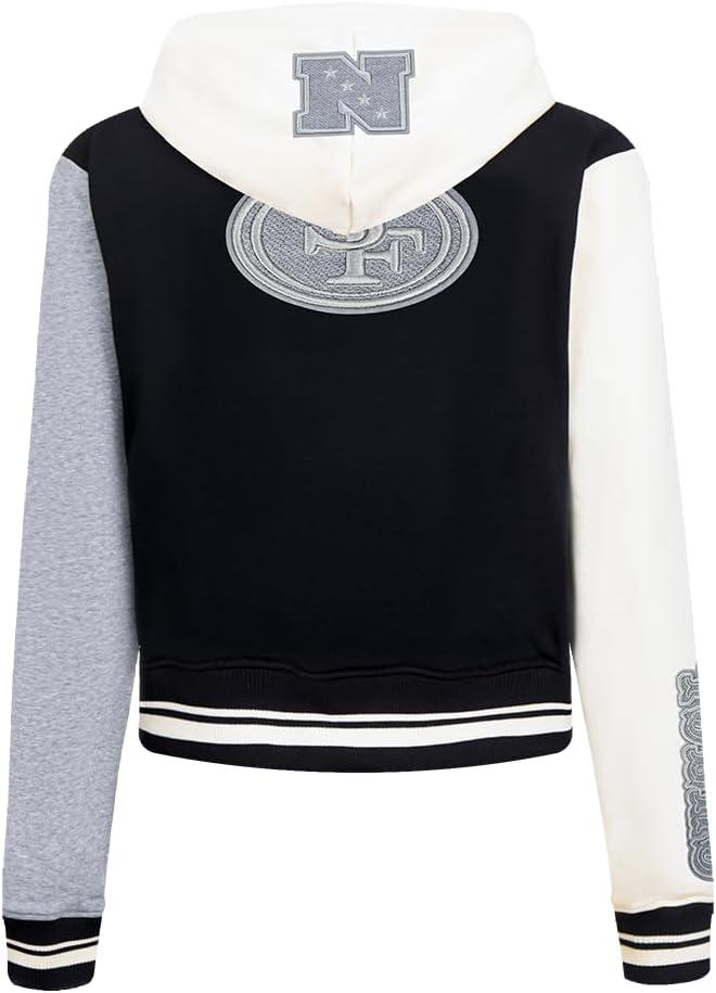 imagePro Standard Womens NFL Reverse French Terry Fleece Cropped Full Zip HoodieBlack