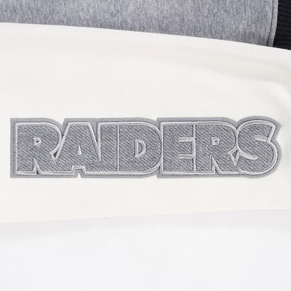 imagePro Standard Womens NFL Reverse French Terry Fleece Cropped Full Zip HoodieBlackGrayEggshell