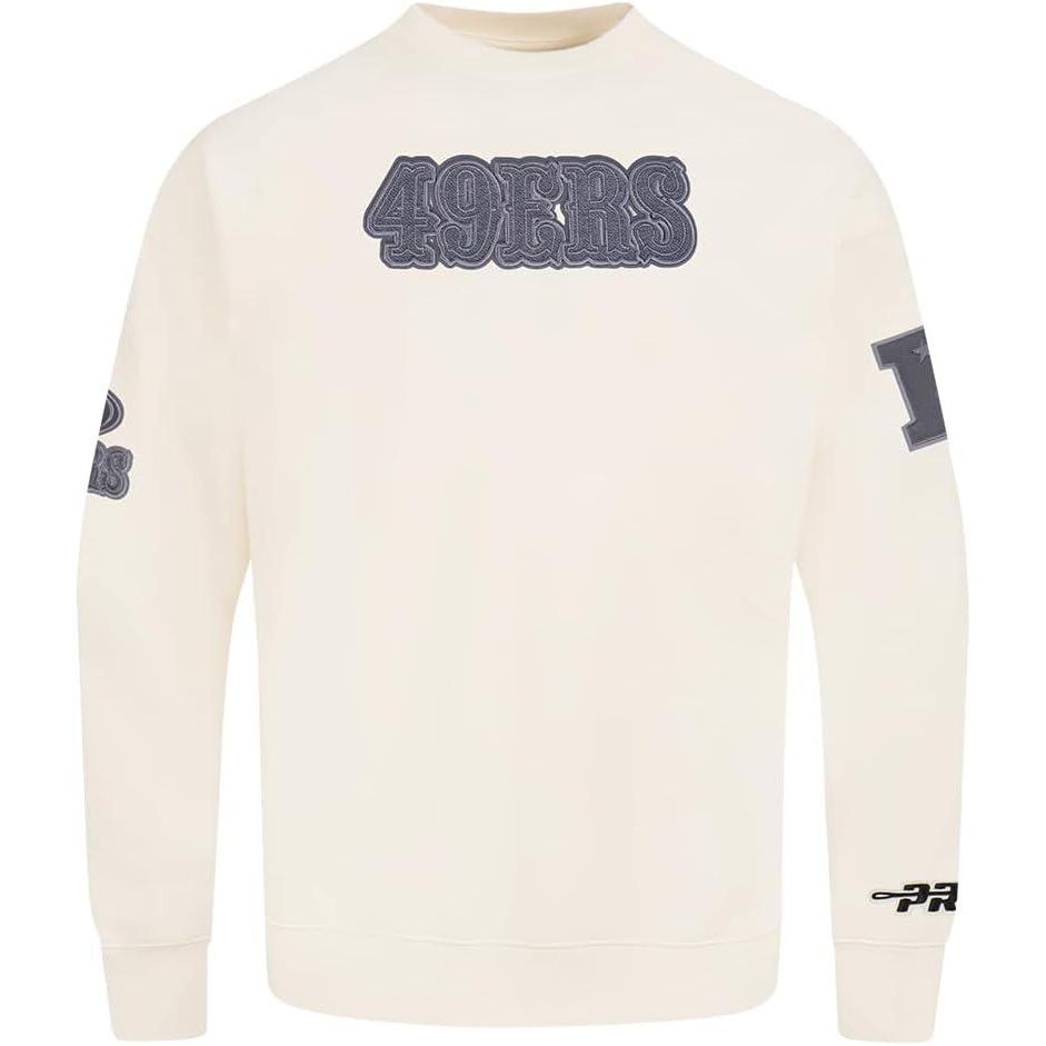 imagePro Standard Mens NFL Reverse French Terry Brushed Back French Terry Crewneck SweatshirtOffwhite