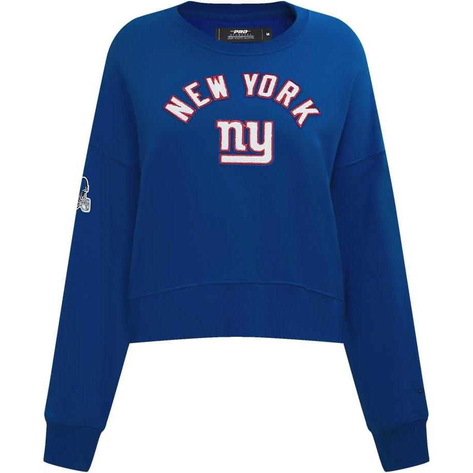 imagePro Standard Womens NFL Classic Chenille Brushed Back French Terry Crewneck SweatshirtDodger Blue