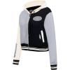 Pro Standard Womens NFL Reverse French Terry Fleece Cropped Full Zip Hoodie(Black)